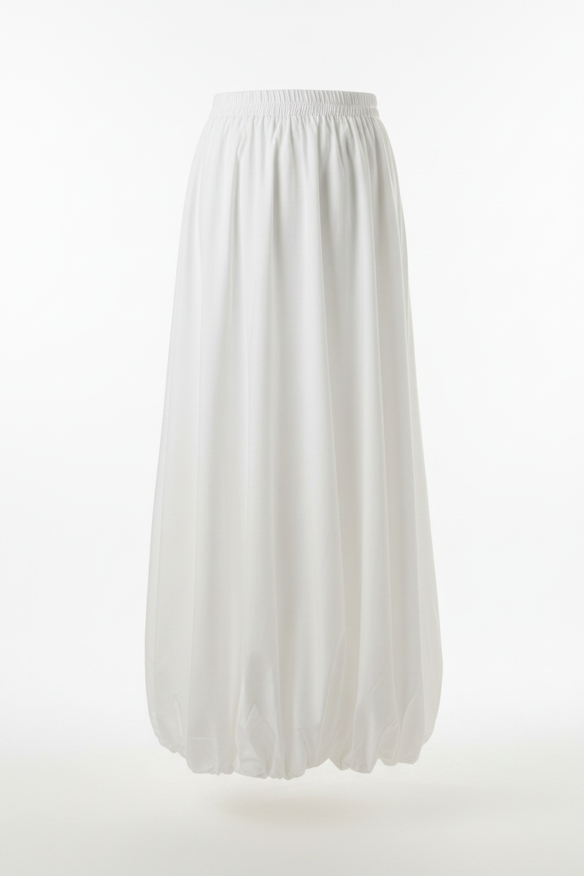 Jupe longue blanche en coton fluide pour femme voilée