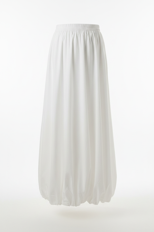 Jupe longue blanche en coton fluide pour femme voilée