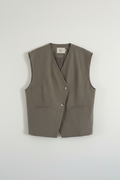 Gilet blazer sans manches col V croisé taupe pour femme
